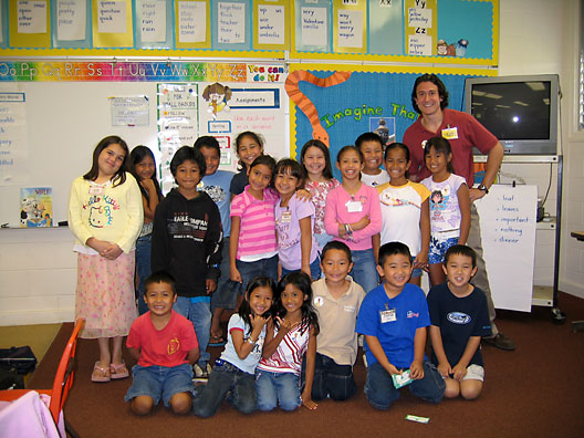 Jeffrey with the kids in his 2nd grade class